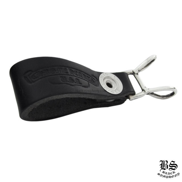 クロムハーツWベルトループBSフレアボタンブラックレザー|クロムハーツ