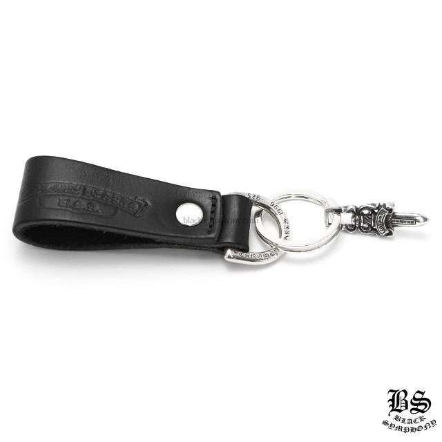 クロムハーツDキーリングブラックレザー&スプリットキーリングwith