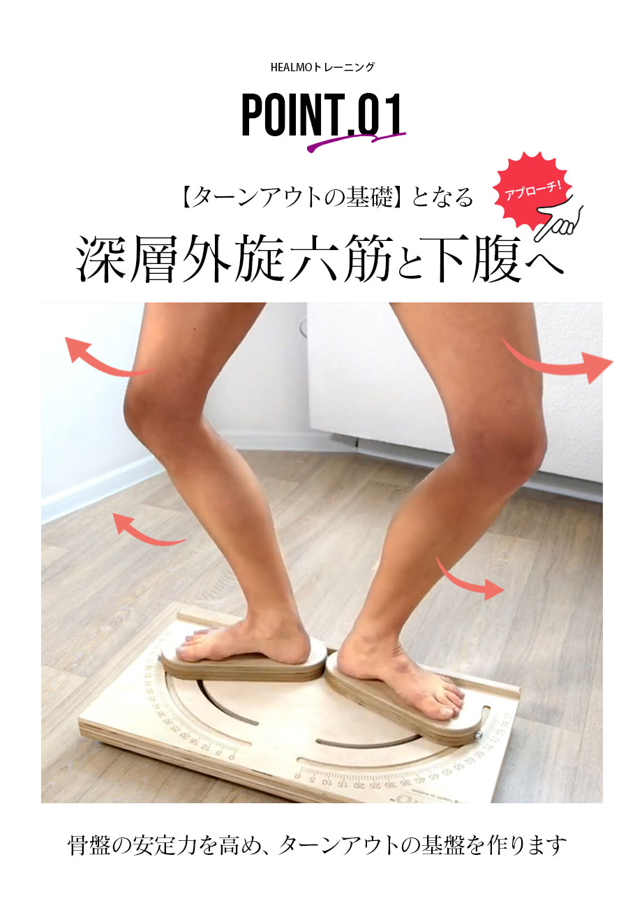 ストレッチ・グッズ＞HEALMOターンアウトトレーナー（ヒールモ