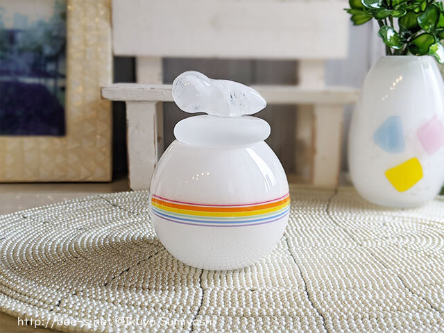 ガラス骨壺 虹と雲