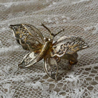 A-210 フランスアンティーク/ヴィンテージブローチ シルバープレート