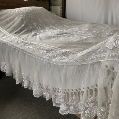 B1505 フランスアンティークレースベッドスプレッド/ベッドカバー
