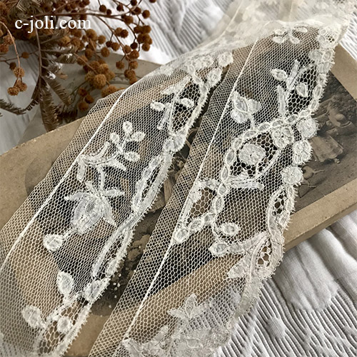 パリ発送】G-311 フランスアンティークレース＆コットンワンピース 19