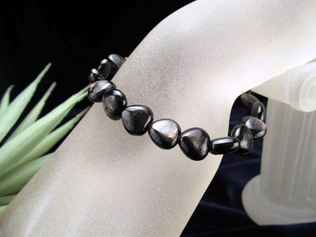 希少 ハイパーシーン ハート型 ブレスレット 幅約10mm 神秘的に浮かぶ