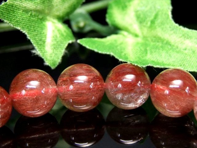 濃色レッドブラウンカラー 3A レッドルチルクォーツ ブレスレット 9mm