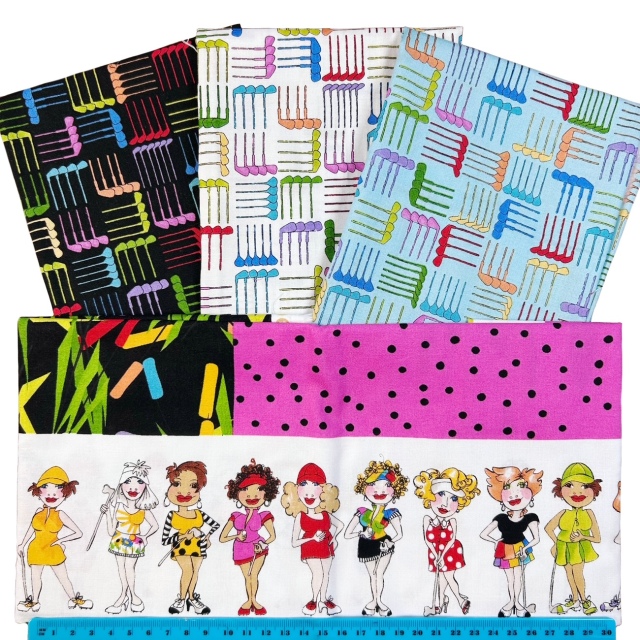 USAコットン ロラライハリス】 ゴルフ柄 ストライプ ドット 50×55cm