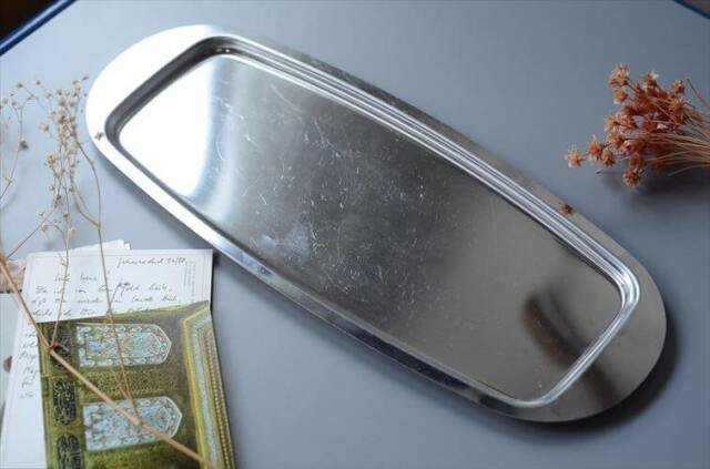 ドイツから シルバープレート スクエアトレー 42x17 長方形トレイ 銀