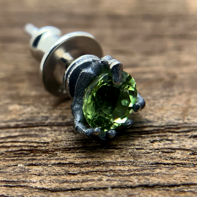 天然石 スカルボーンハンドピアス/シルバー925 メンズ/PE-29L-SV2