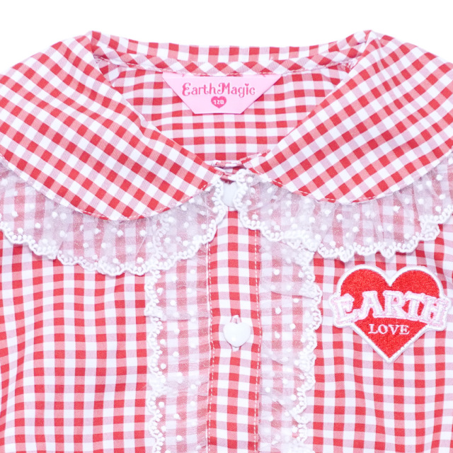 ギンガムチェックフリルブラウス