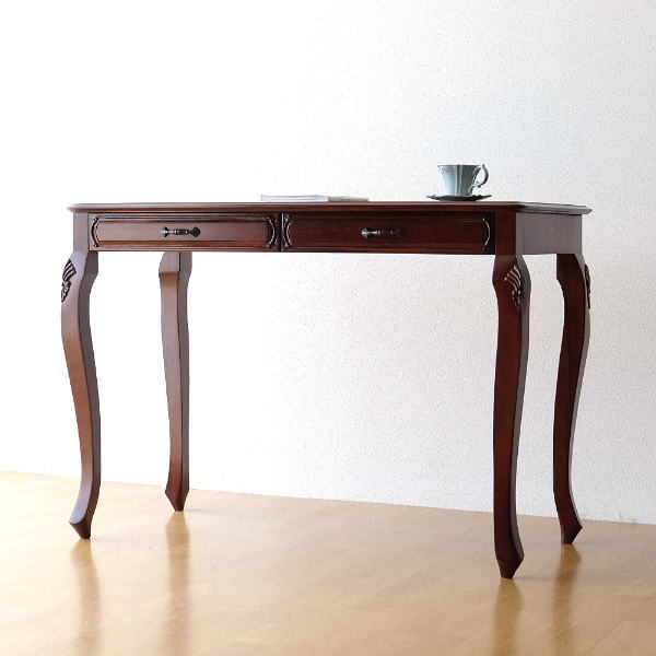 デスク 机 マホガニー 無垢材 猫脚 アンティーク調 クラシック