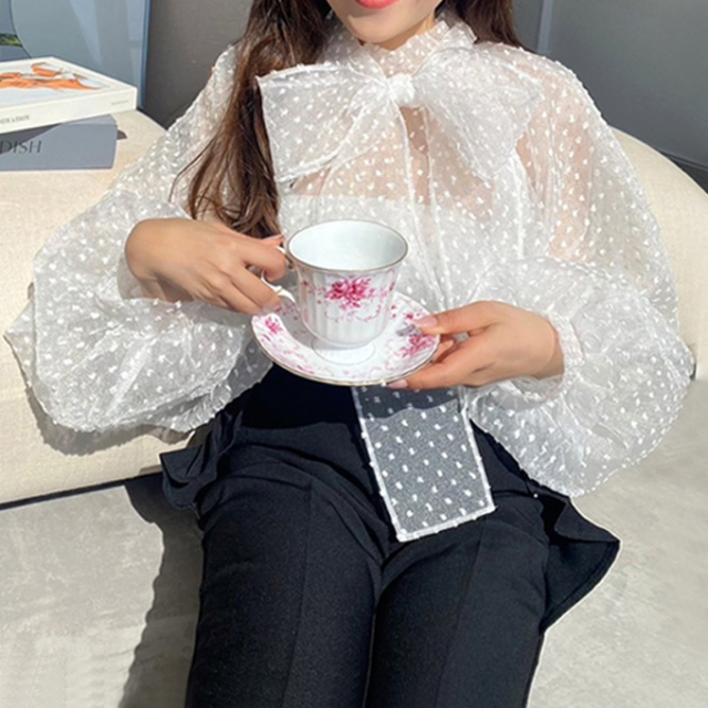 3wayオーガンジービッグリボンブラウス【7i-831-09501-09502】