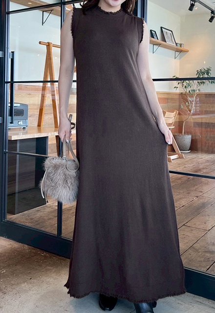 ナチュラルベーシックノースリーブワンピース【7f-831-05795】