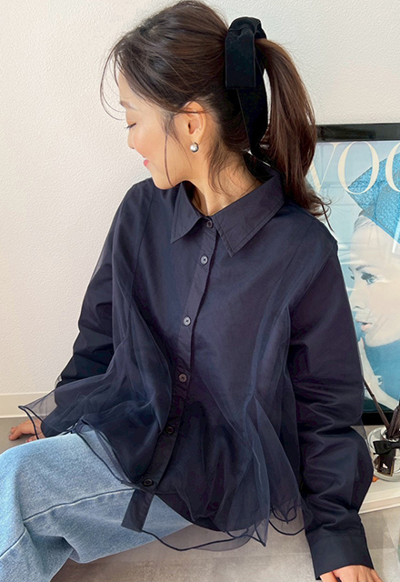 チュールドッキングブラウス【7f-831-05863】