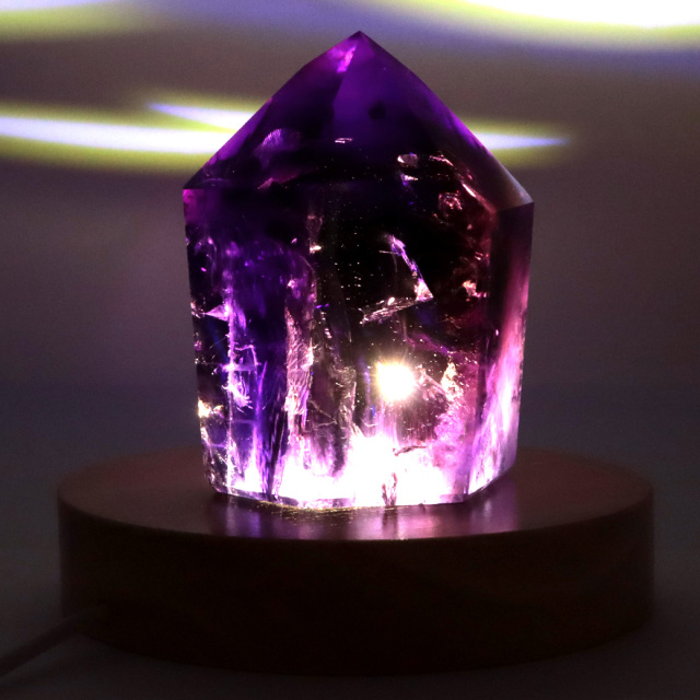 アメジスト 六角柱 ポイント LEDライト付き 1点もの ブラジル バイーア
