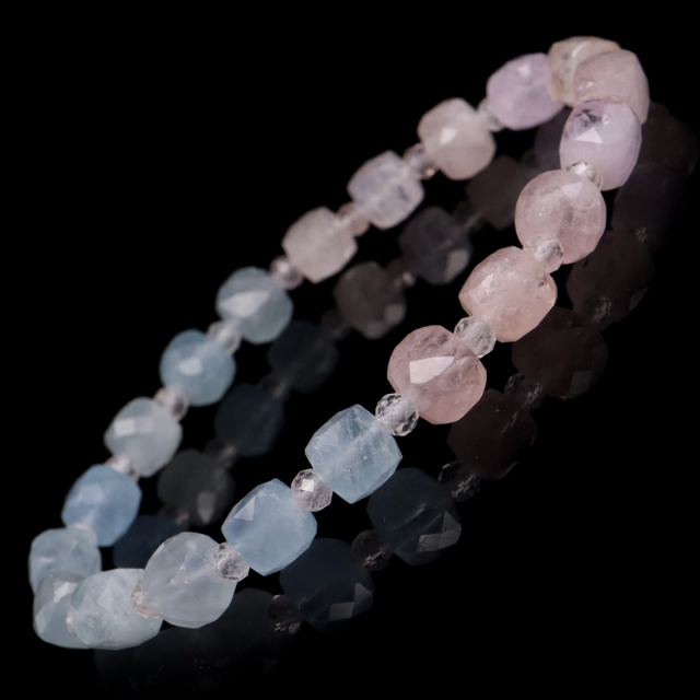 モルガナイト ブレスレット 8.5mm ピンク アクアマリン 3月 誕生石