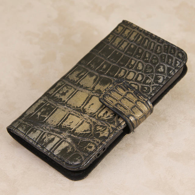 クロコダイル 手帳型 iPhoneケース［0714KA01］クロコダイルレザー
