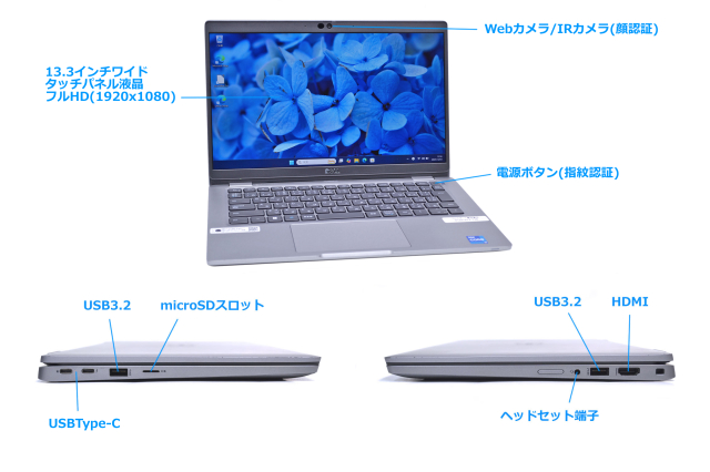 Wi-Fi6 顔認証 タッチパネル フルHD DELL Latitude 5320 Core i7