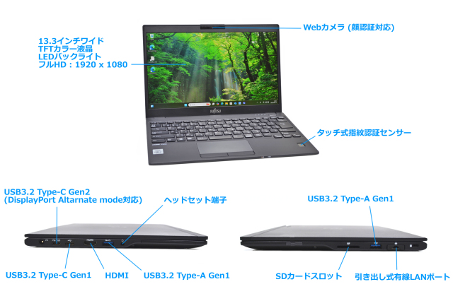 顔認証 Wi-Fi6 フルHD 富士通 LIFEBOOK U9310/D メモリ16G Core i7