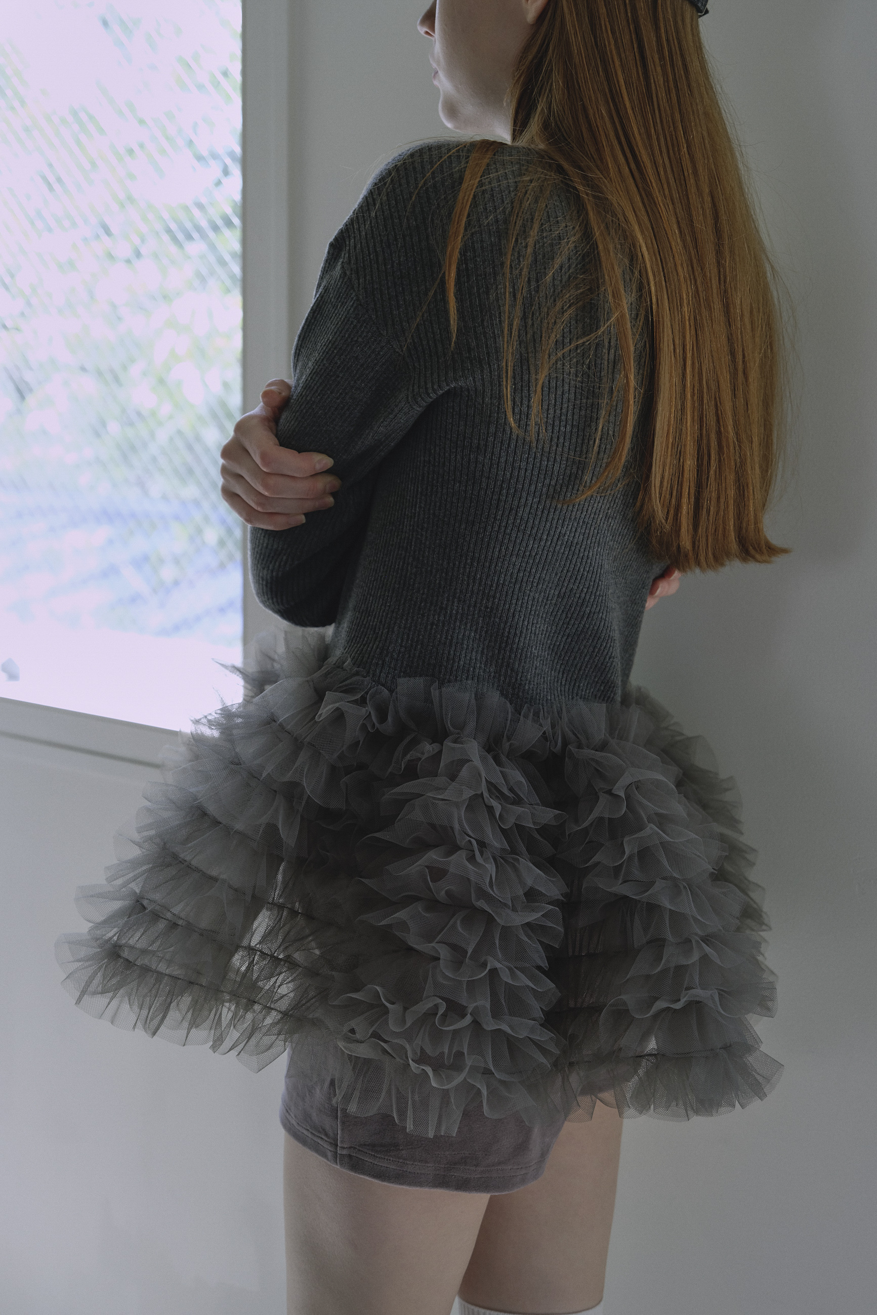 HONEY MI HONEY｜チュールペプラムポロニットカーディガン｜大人