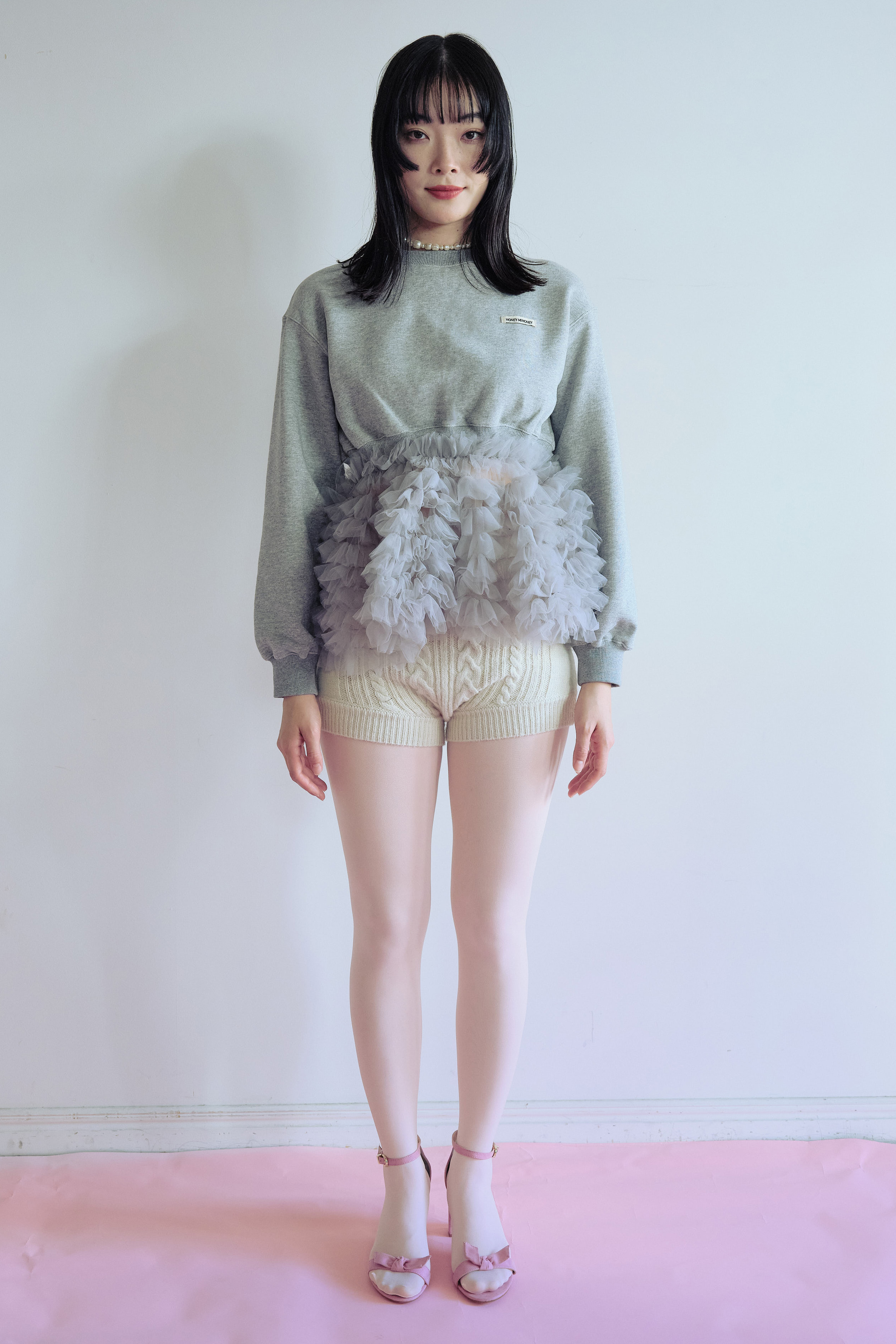 HONEY MI HONEY｜tulle peplum sweat