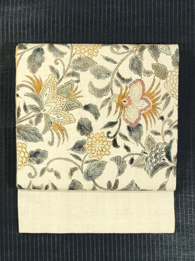 帯のアトリエ 花邑 hanamura 銀座 「立涌に唐草文様 和更紗 名古屋帯」