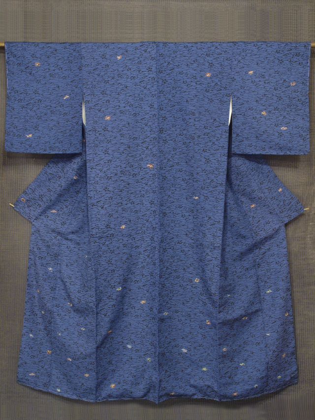帯のアトリエ 花邑 hanamura 銀座 「青藍色地 小花文様 型染め 小紋
