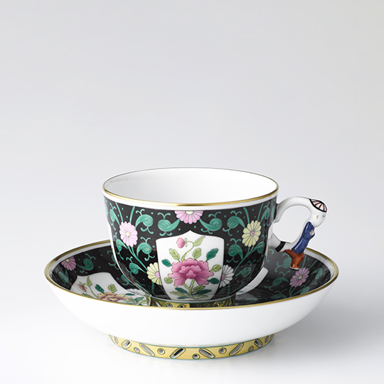 西安の黒] ラージカップ&ソーサー