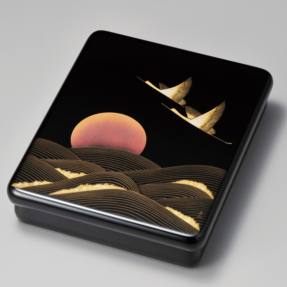 文庫 鶴亀 黒 漆塗り・木製 11-13805【製造中止】 漆器の井助