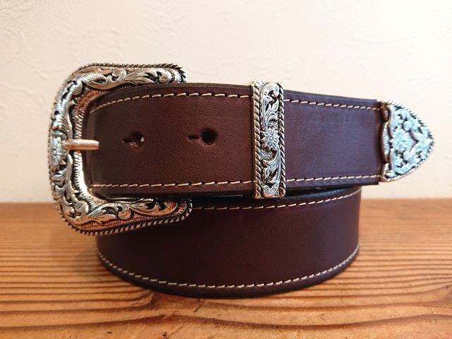 栃木レザー3ピースバックルベルト【チョコレートブラウン】38mm