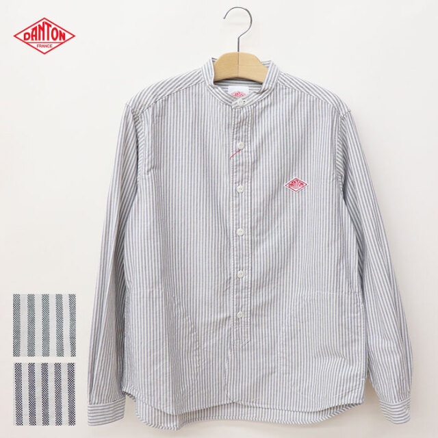 DANTON ダントン メンズ オックスフォード バンドカラーシャツ STRIPE
