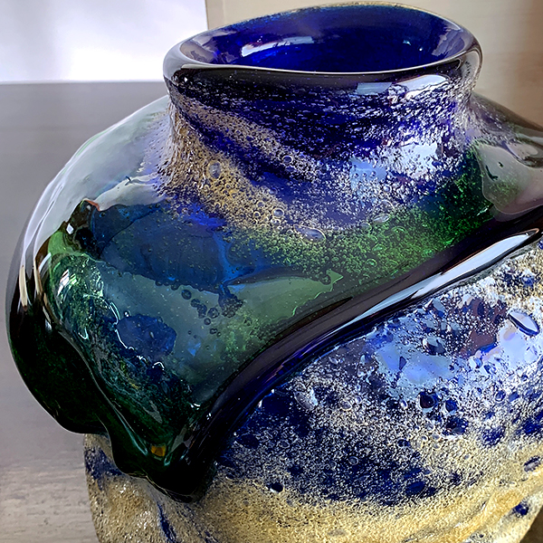 花器 花瓶 沖縄 琉球ガラス フラワーベース 稲嶺盛一郎 茶泡花器