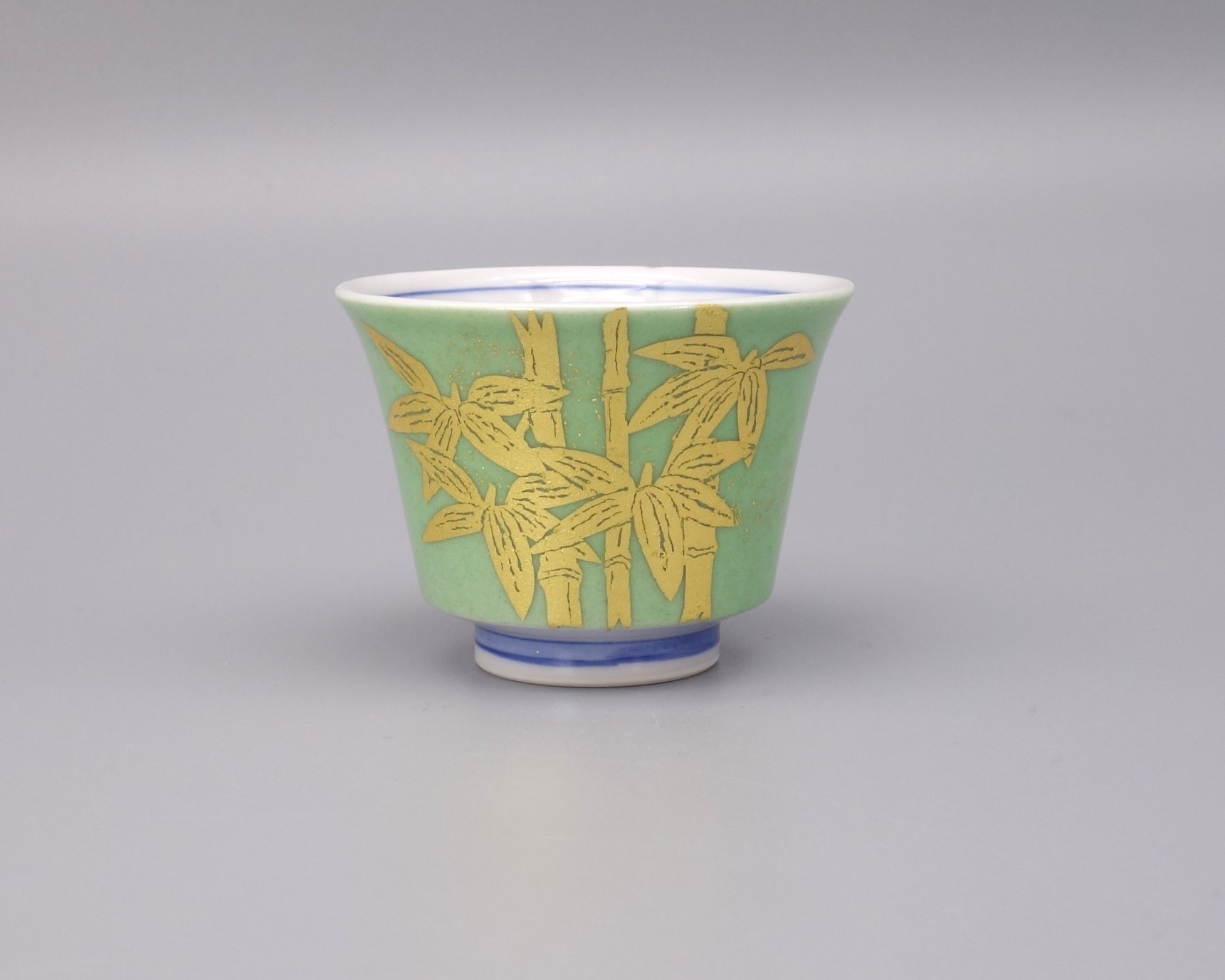 ぐい呑 釉裏金彩竹葉文 [ 人間国宝 吉田美統 ]