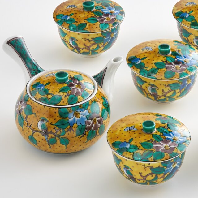 九谷焼アウトレット 蓋付茶器 吉田屋花鳥 【九谷焼通信販売のうつわの