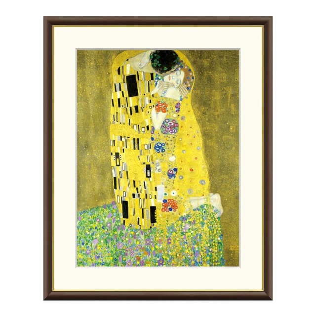 Gustav Klimt（グスタフ・クリムト） 接吻 アートポスター（フレーム付き）