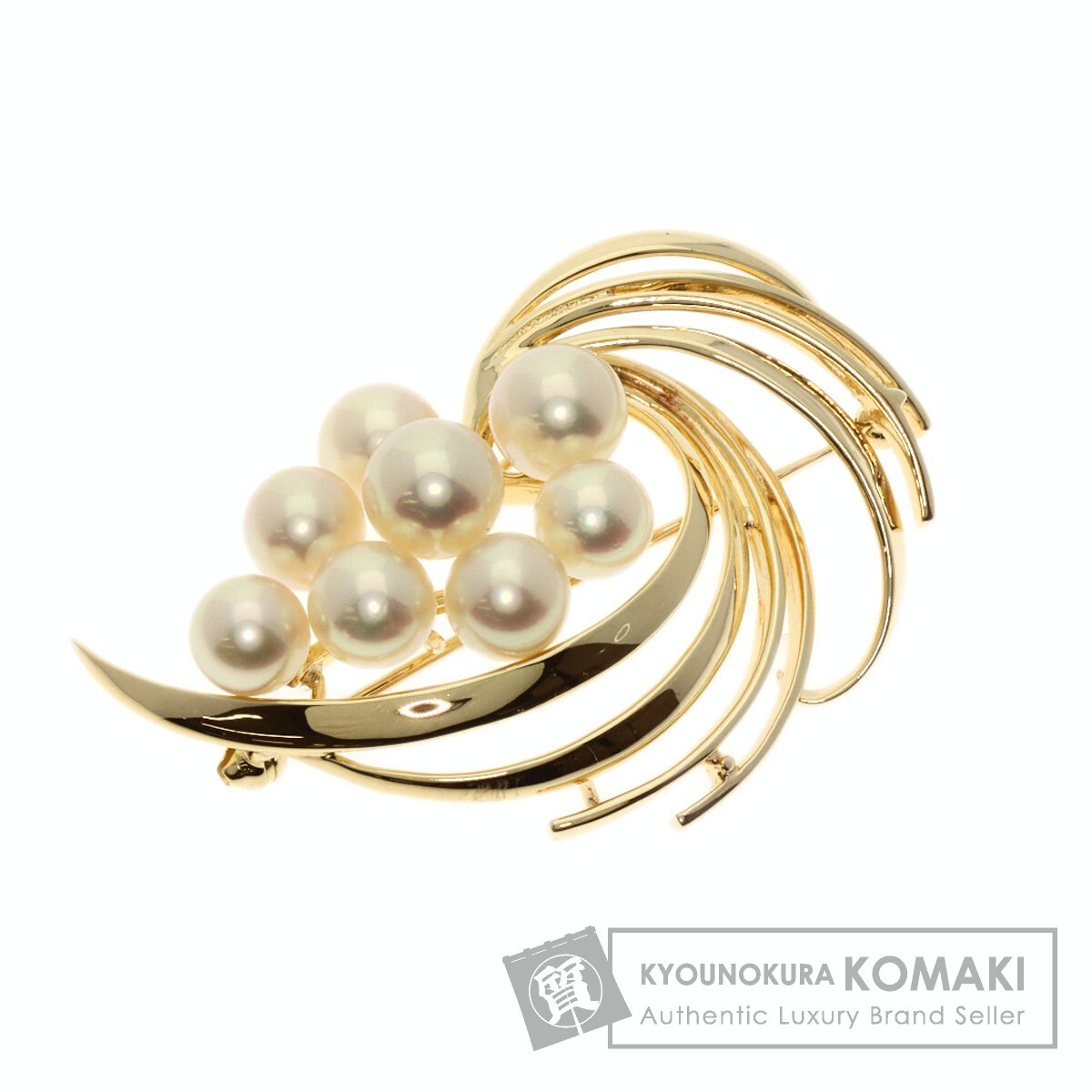 MIKIMOTO ミキモト パール 真珠 ブローチ K14イエローゴールド