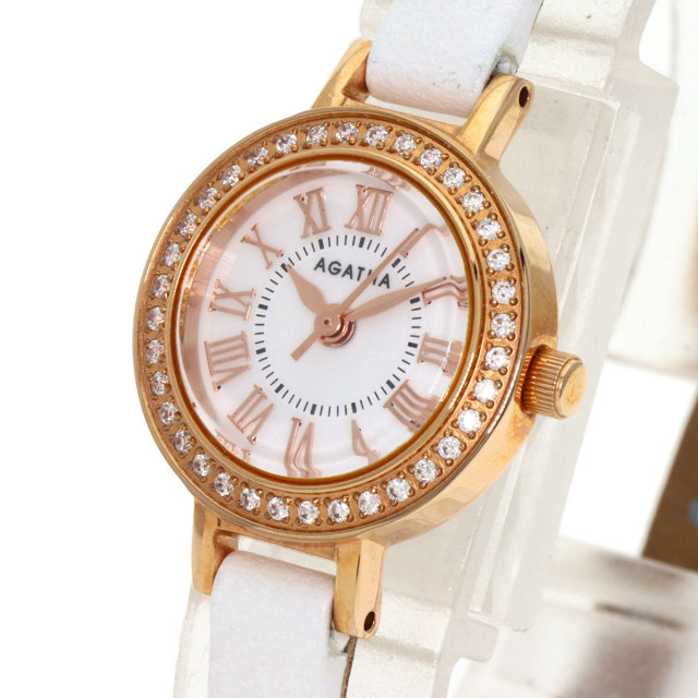 AGATHA アガタ ラウンドフェイス 腕時計 PGP/革 レディース ブランド京