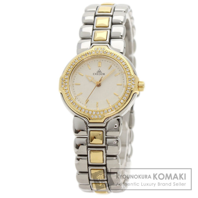 SEIKO セイコー 4N71-0050 クレドール ベゼル ダイヤモンド 腕時計