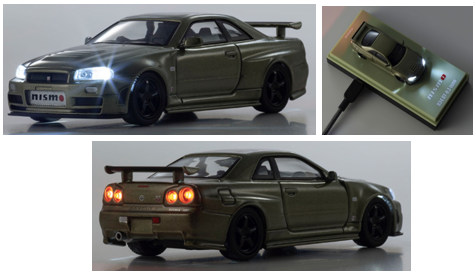 京商 1/64 ニスモ R34 GT-R Z-チューン ミレニアムジェイド LED搭載