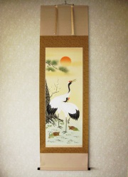 掛け軸 松上大鶴◇藤沢寿峰（真作・新品）