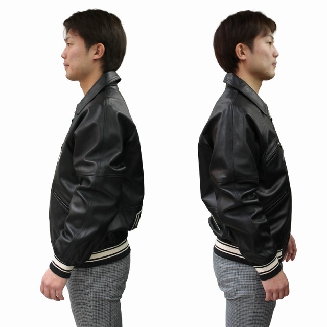 AVIREX 人気スタジャン レザーメンズ 本革ジャケット ヴァーシティ