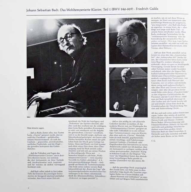 LP レコード グルダのバッハ/「平均律クラヴィーア曲集」第1巻、第2巻