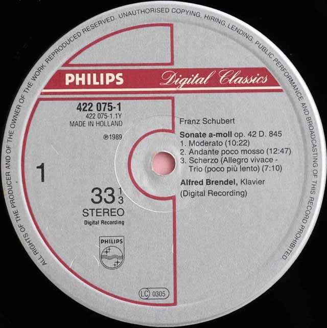 ブレンデルのシューベルト/ピアノ・ソナタ第16番、3つの小品 蘭PHILIPS