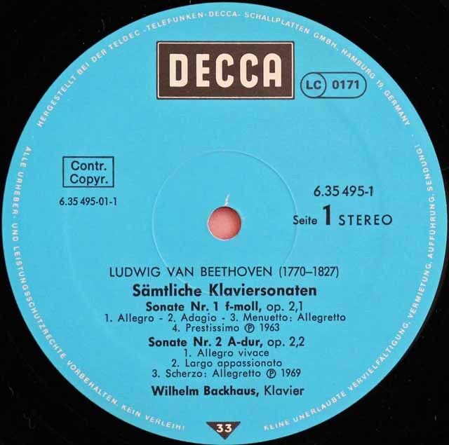 LP レコード バックハウスのベートーヴェン/ピアノソナタ全集 独DECCA 3423
