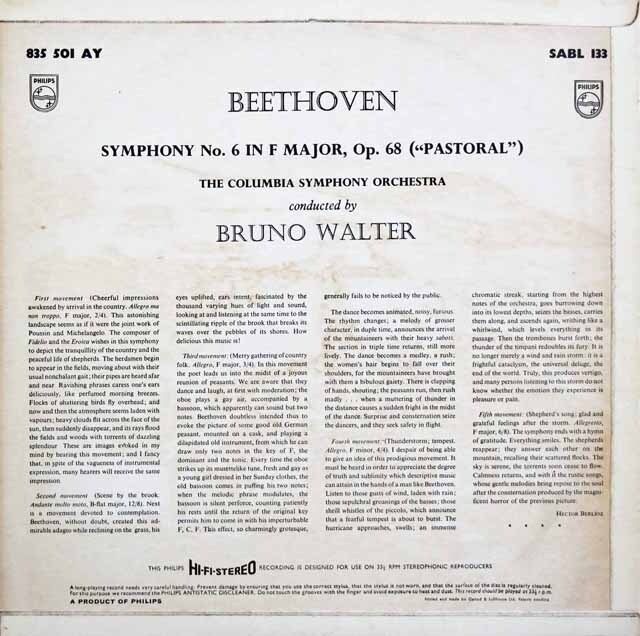 LP レコード ワルターのベートーヴェン/交響曲第6番「田園」 蘭PHILIPS