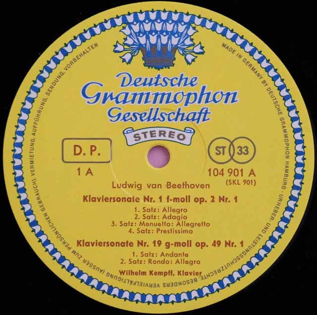 LP レコード ケンプのベートーヴェン/ピアノソナタ全集 独DGG 3601