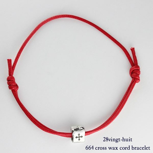 28vingt-huit 664 Cross Wax Cord Bracelet Silver925/ヴァン ユィット