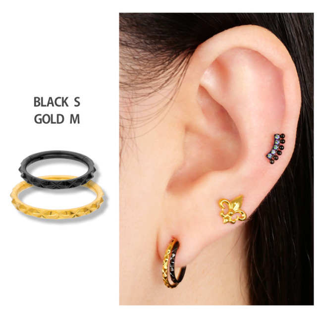 ワンタッチで装着】 ボディピアス ジオメトリックネオセグメントリング