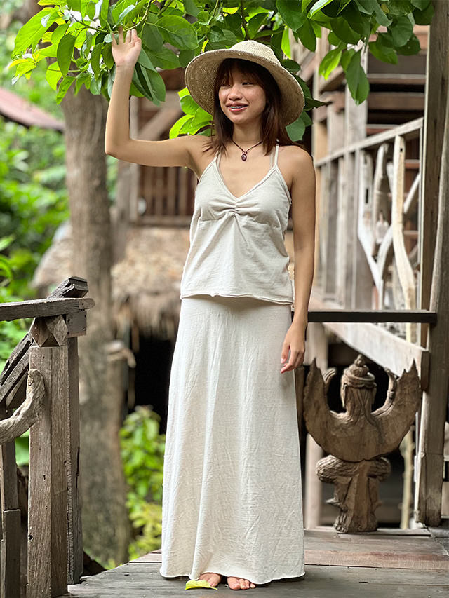 asana ヘンプコットン 厚手 パット入り キャミソール・きなり【パヤカ