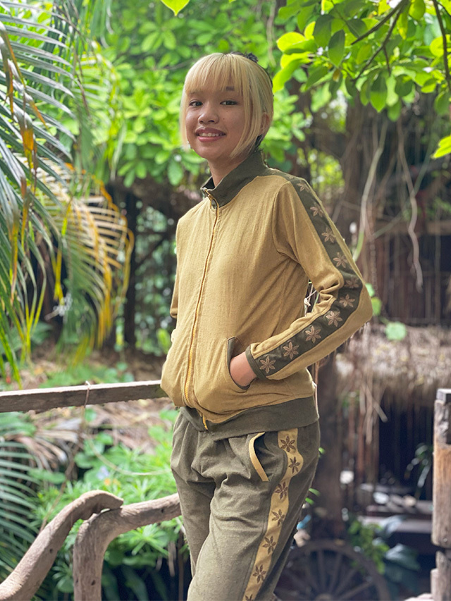 asana ヘンプコットン 厚手 麻柄 ジャージ トップス・草木染め【パヤカ