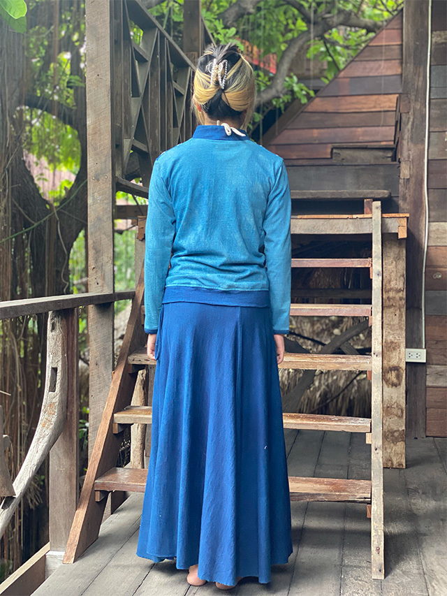 asana ヘンプコットン 厚手 麻柄 ジャージ トップス・草木染め【パヤカ